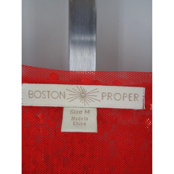 Boston Proper Red Sequin Cold Shoulder Top Size Medium Party Holiday Cocktail - Picture 12 of 15